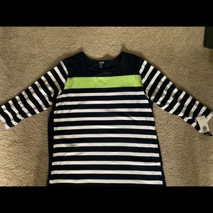 Chaps 3/4 Sleeve Striped T-Shirt